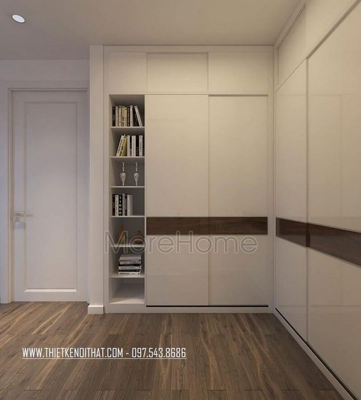 Mẫu thiết kế tủ quần áo âm tường hiện đại với tone màu trắng sang trọng luôn dẫn đầu trong bộ sưu tập các mẫu tủ quần áo phòng ngủ được ưa chuộng nhất hiện nay.